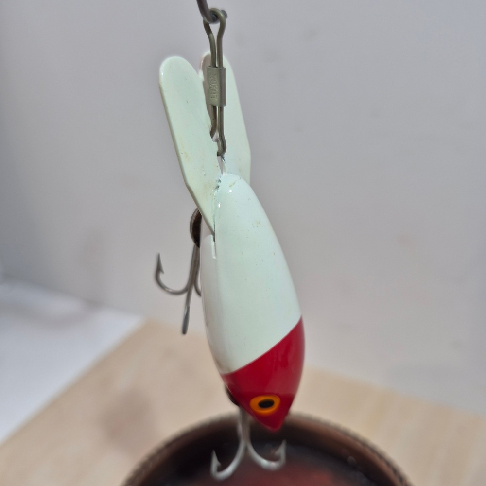 Vintage Bomber Lure 404 Red Head White Body Topwater Fishing Bait with Box
